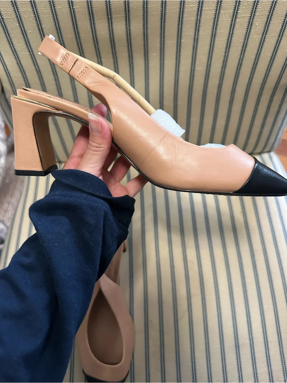 Vince Camuto Hamden Two-Tone Slingback Pointed Toe Pumps - Nude & Black
